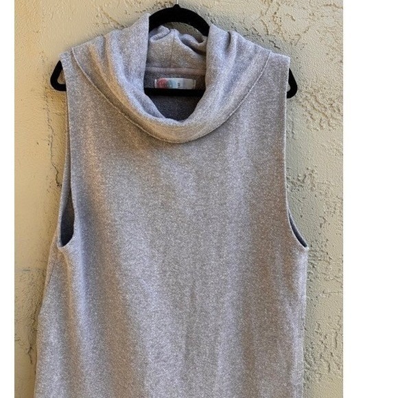 Free People Beach Gray Cowl Neck Sleeveless Sweater Dress Tunic Athleisure Cozy - Picture 2 of 8
